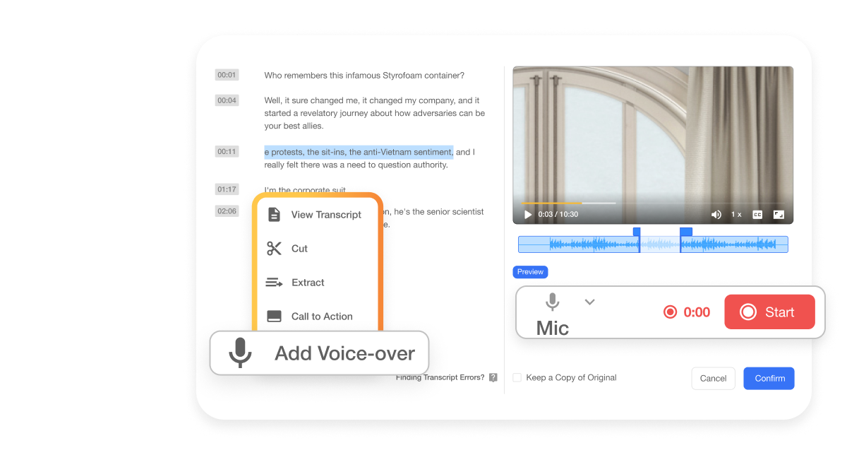 Visla's video editor showcasing CTA button integration, a feature designed for Sales and Revenue Teams to enhance video engagement and drive sales.